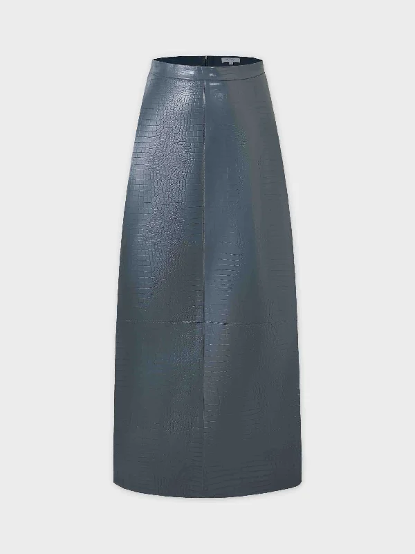 Women's Outfit Contemporary Elegance Croc Leather Skirt-Teal