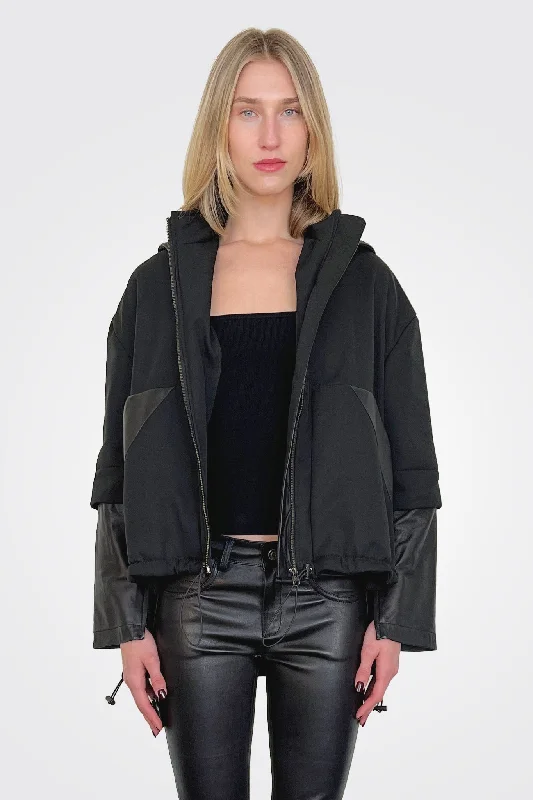 Women's Weekend Outfit Soft Textures Eve Hooded Jacket - Black