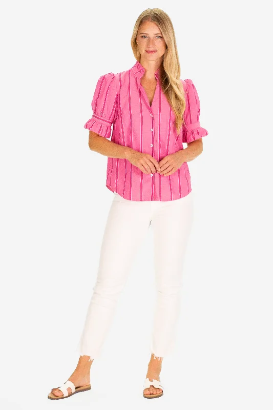 Chic Clothes For Women Fashion For Every Occasion The Marlow Top in Candy Pink Seersucker