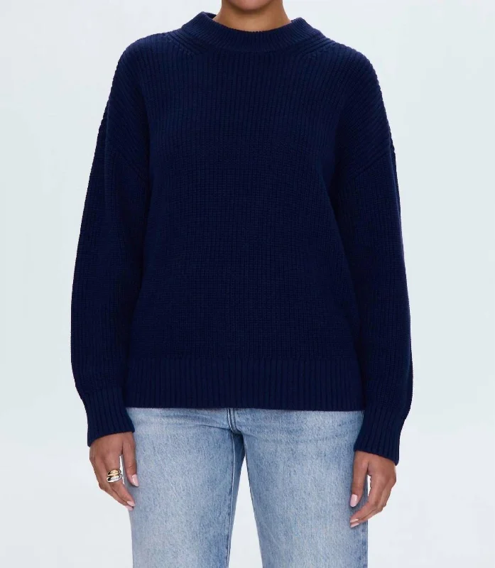 Women's Wedding Apparel Classic Appeal Eve Mockneck Sweater In Navy