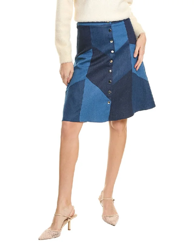 Classic Women's Clothing Styles Odd Size Clearance Sale Gracia Patchwork Denim Skirt